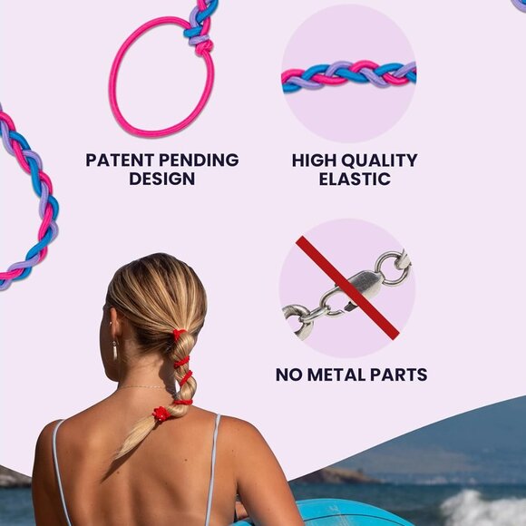 Soft Hair Ties 24-inch Multicolor Pack of 3 Tangle-Free Durable Elastic - Picture 6 of 7
